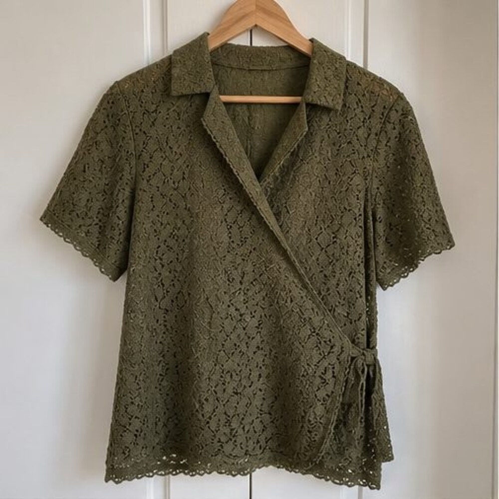Olive Ruffle Blouse - Picture 1 of 6